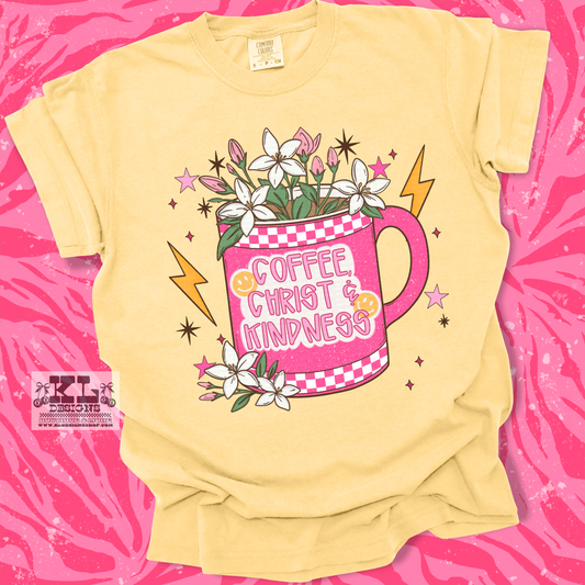 Coffee, Christ & Kindness Pink Mug