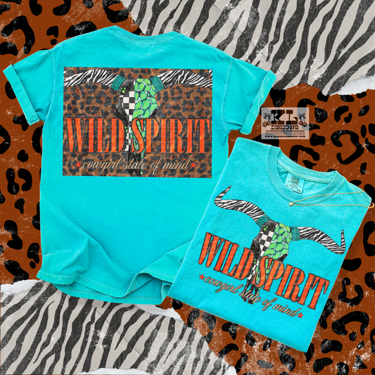 Animal Print Wild Spirit Bull Skull  - Front & Back