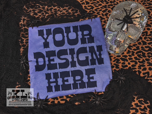Violet Tee Halloween Spooky Spiders & Leopard Mockup (digital download)