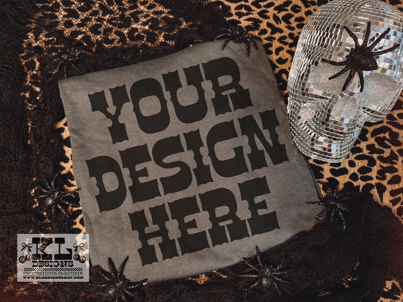 Pepper Tee Halloween Spooky Spiders & Leopard Mockup (digital download)