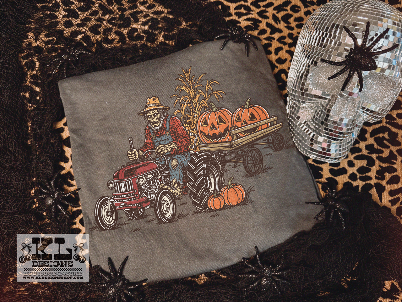 Vintage Zombie Sasquatch Pumpkin Tractor
