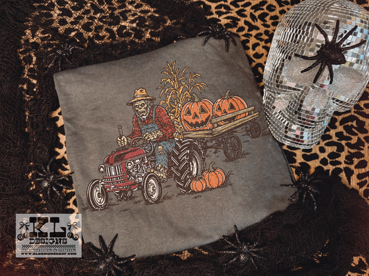 Vintage Zombie Sasquatch Pumpkin Tractor