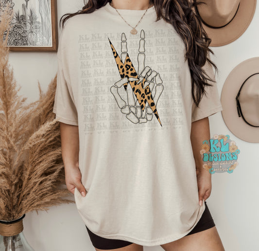 Leopard Lightening Skull Tee