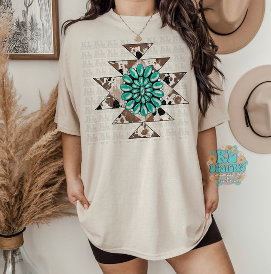 Cowhide Turquoise Aztec