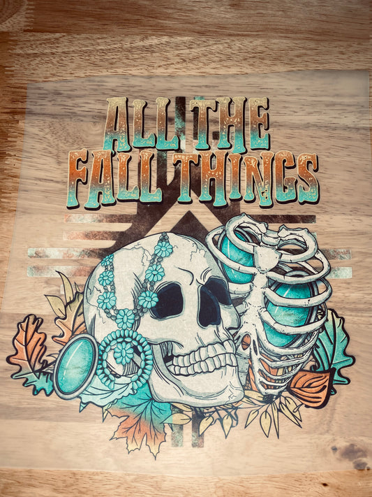 Western Fall Things Skull - (you pick the print/i pick the tee color)