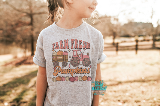 Pink Farm Fresh Pumpkins Tee - Youth