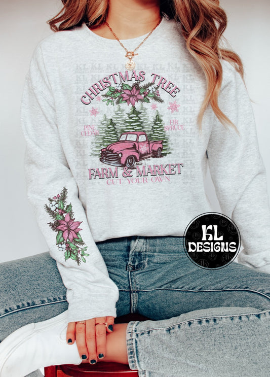 Pink Christmas Tree Farm & Market W/ Sleeve Design