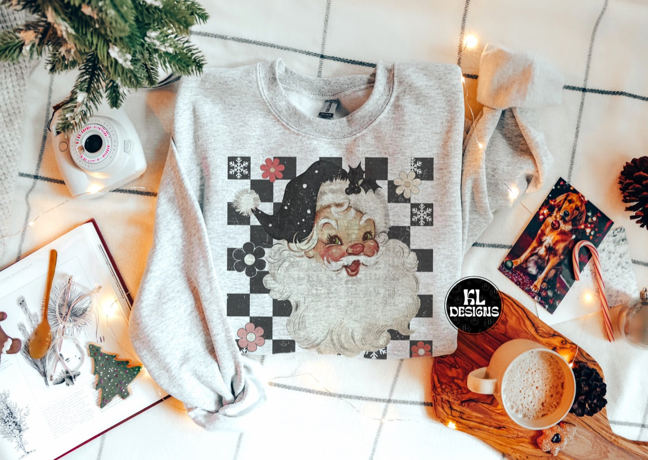 Black Checkered Vintage Santa