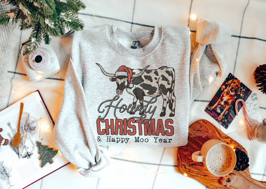 Howdy Christmas & Happy Moo Year - Black Longhorn