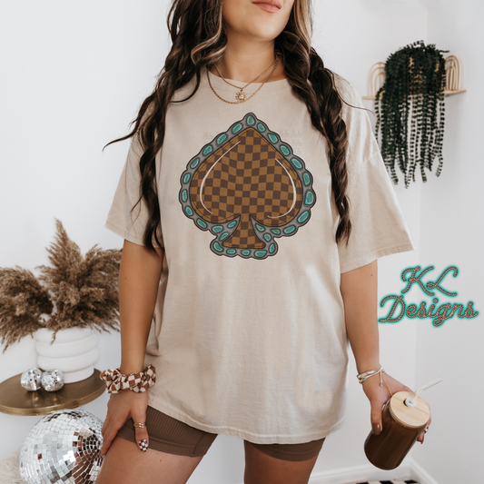 Brown Checkered Spade