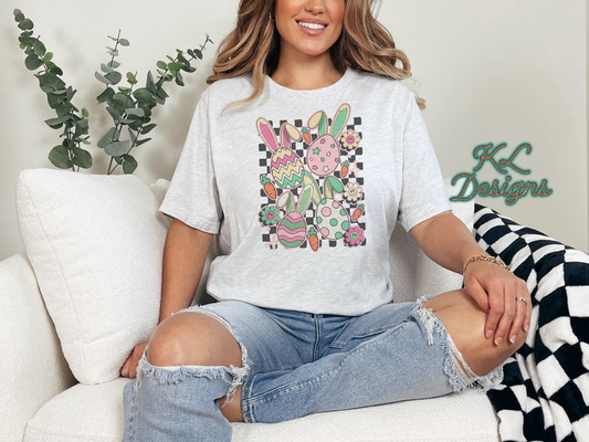 Retro Checkered Easter Egg Collage