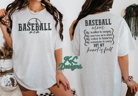 Heart Is Full Baseball Mom Front & Back