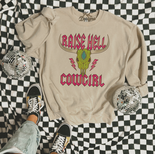 Raise Hell Cowgirl Bull Skull