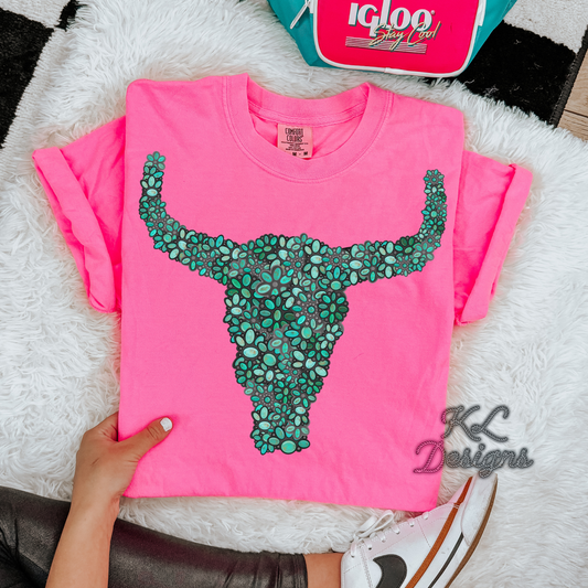 Turquoise Cluster Bull Skull (preorder)