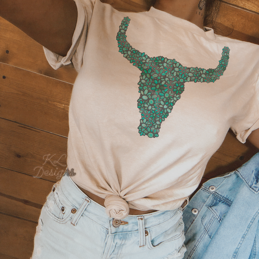 Turquoise Cluster Bull Skull