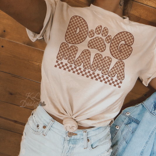 Retro Tan Dog Mama Checkered