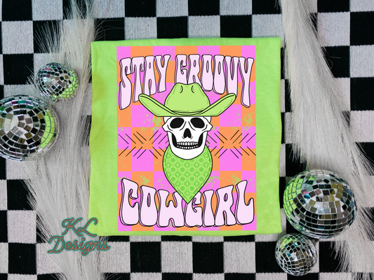 Stay Groovy Cowgirl Skull (preorder)