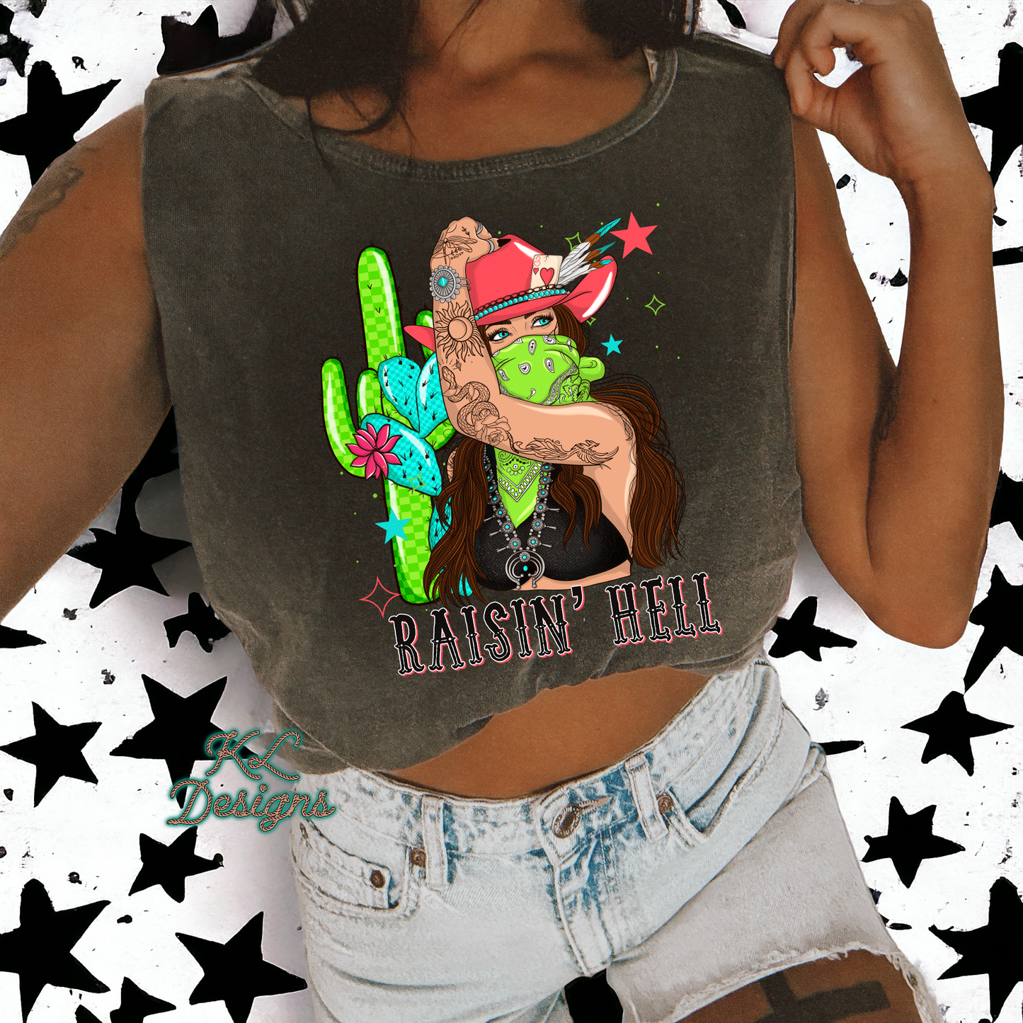 Raisin’ Hell Cowgirl Cactus Tank - (preorder)