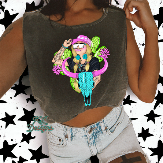 Cool It Bull Skull Cowgirl Tank - (preorder)