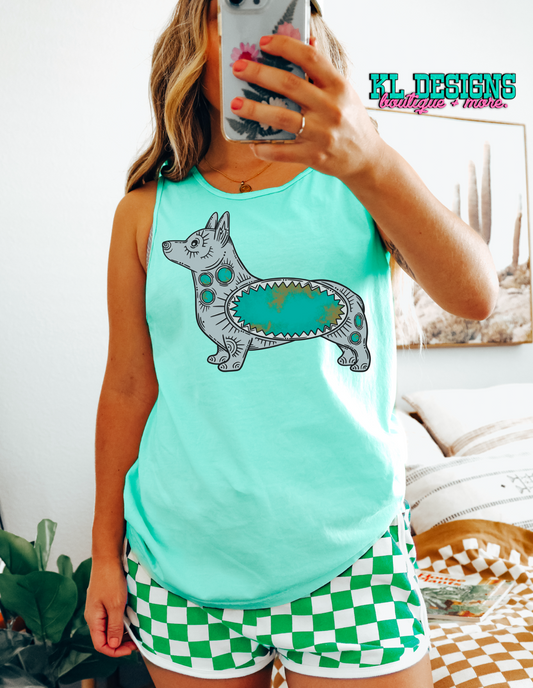 Turquoise Corgi Jewel Tank - (preorder)