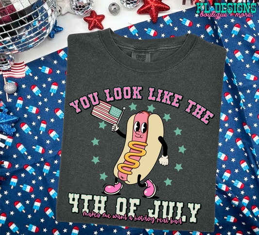 Retro Pink/Blue Patriotic Hotdog