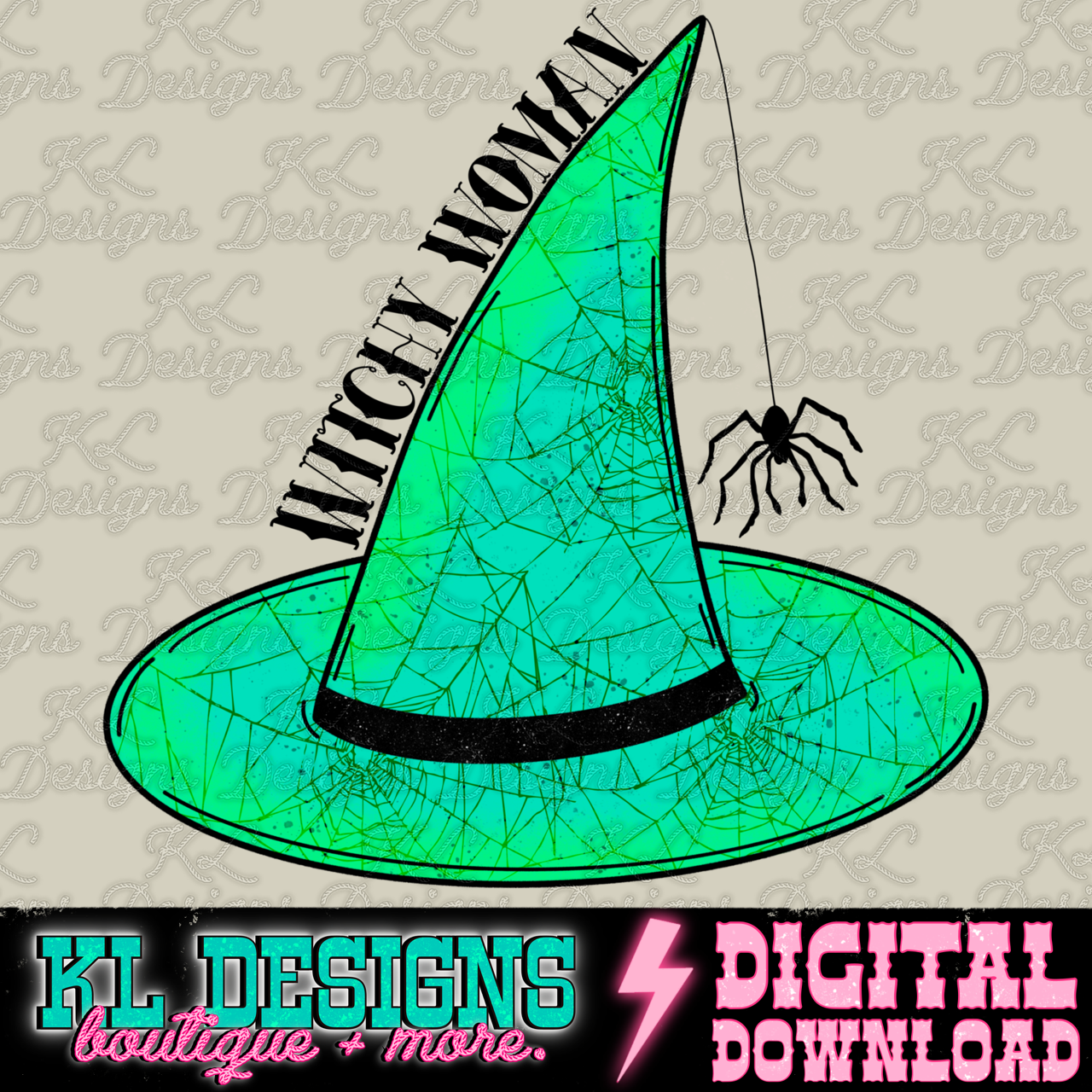 Witchy Hat Woman (teal) | Digital Download