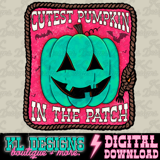 Cutest Pumpkin (blue pumpkin/pink) | Digital Download