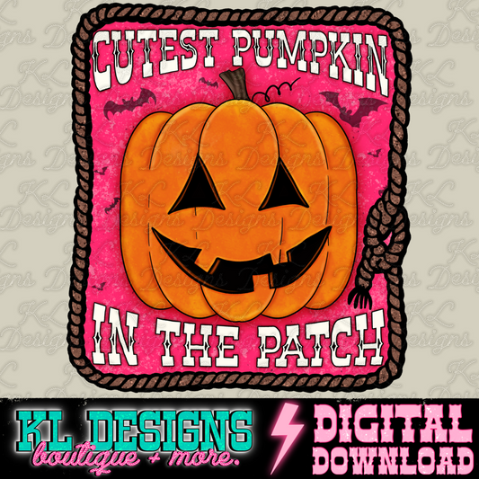 Cutest Pumpkin (orange pumpkin/pink) | Digital Download