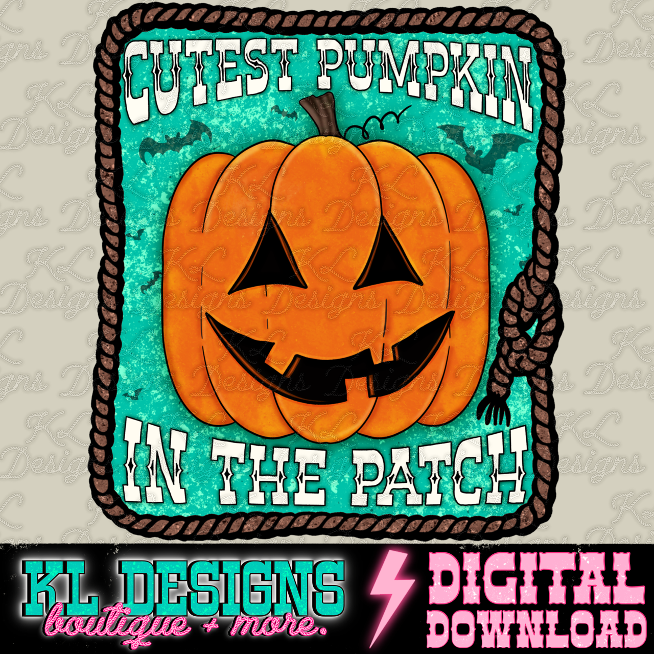 Cutest Pumpkin (orange pumpkin/blue) | Digital Download