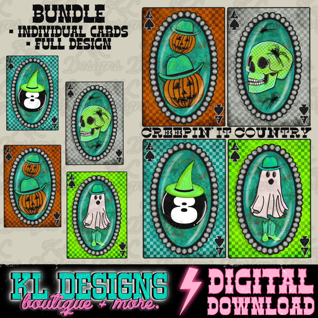 Creepin’ Country Cards Bundle | Digital Download