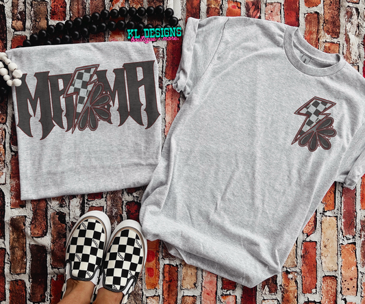 Dark Grey Edgy Jewel Mama - front & back