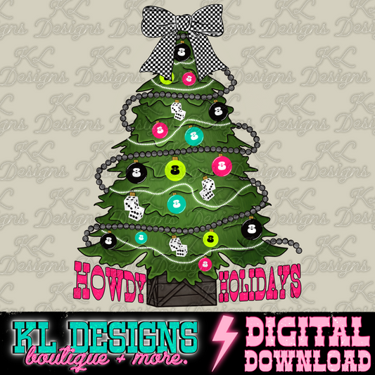 Howdy Holidays 8 Ball Tree | Digital Download