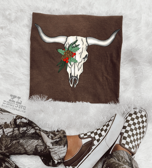 Christmas Pinecone Cow Skull