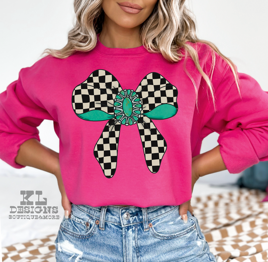 Checkered Turquoise Ribbon