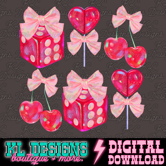 Iridescent Valentines Dice Collage | Digital Download