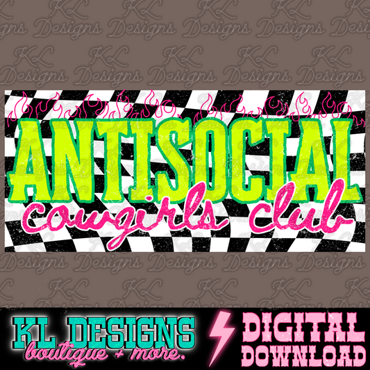 Edgy Checkered Antisocial Club Green | Digital Download