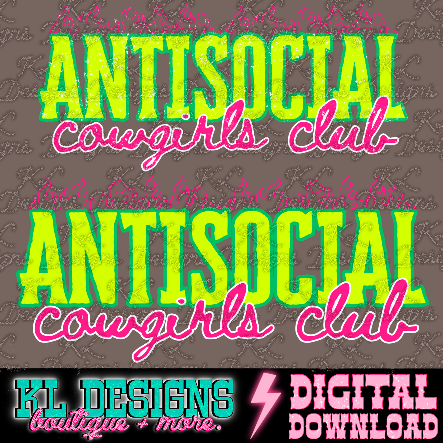 Edgy Flame Antisocial Club Green | Digital Download