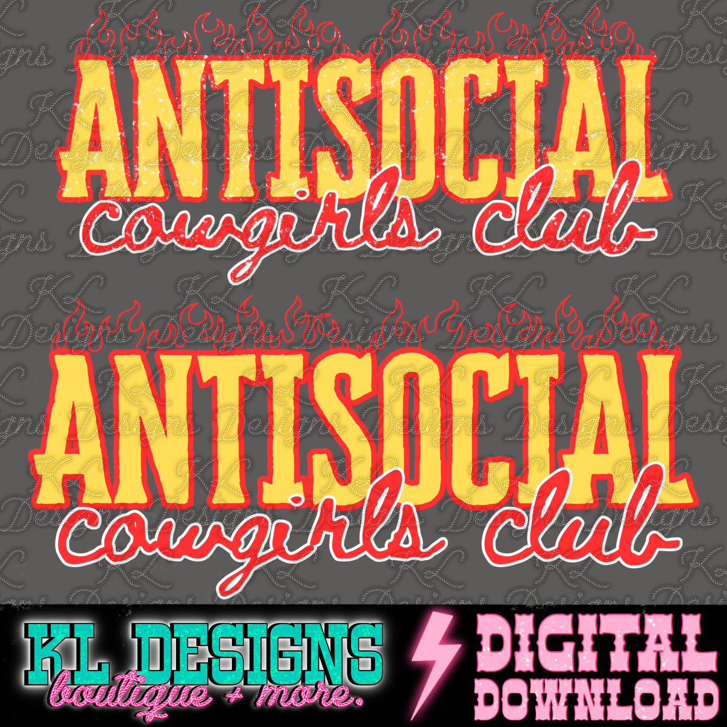 Edgy Flame Antisocial Club Yellow | Digital Download