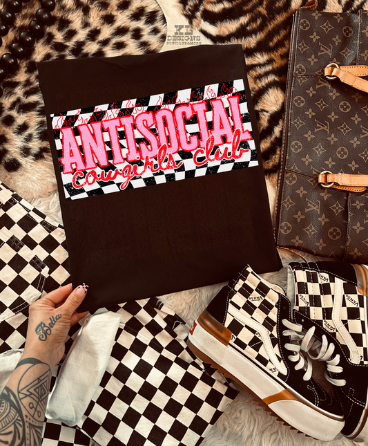 Edgy Checkered Antisocial Club (multiple colors)