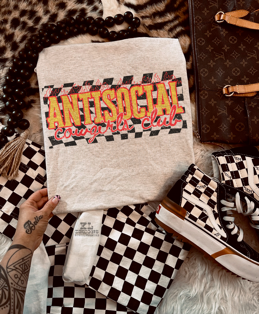 Edgy Checkered Antisocial Club (multiple colors)