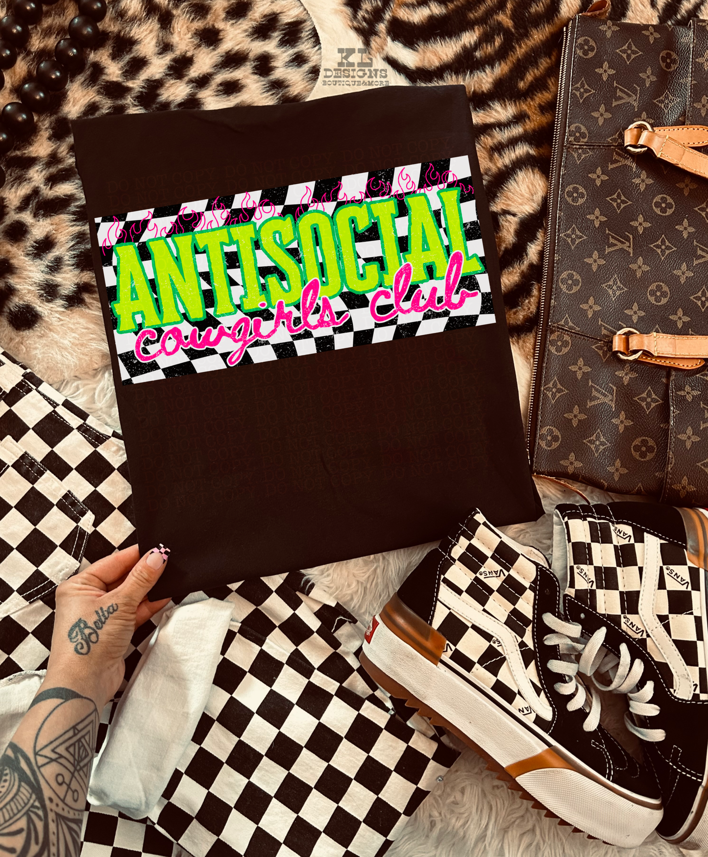Edgy Checkered Antisocial Club (multiple colors)