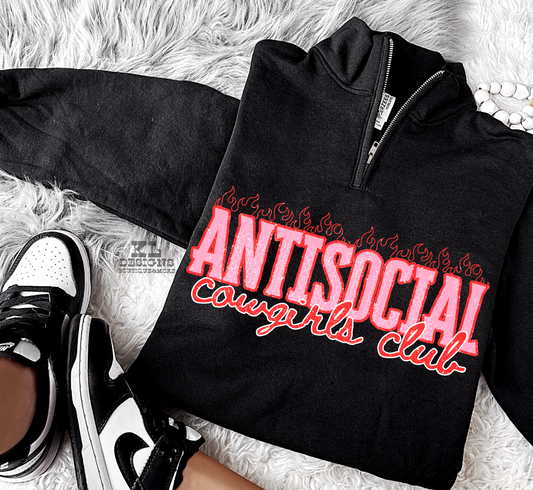 Antisocial CG Club - Pink & Red (Quarter Zip)