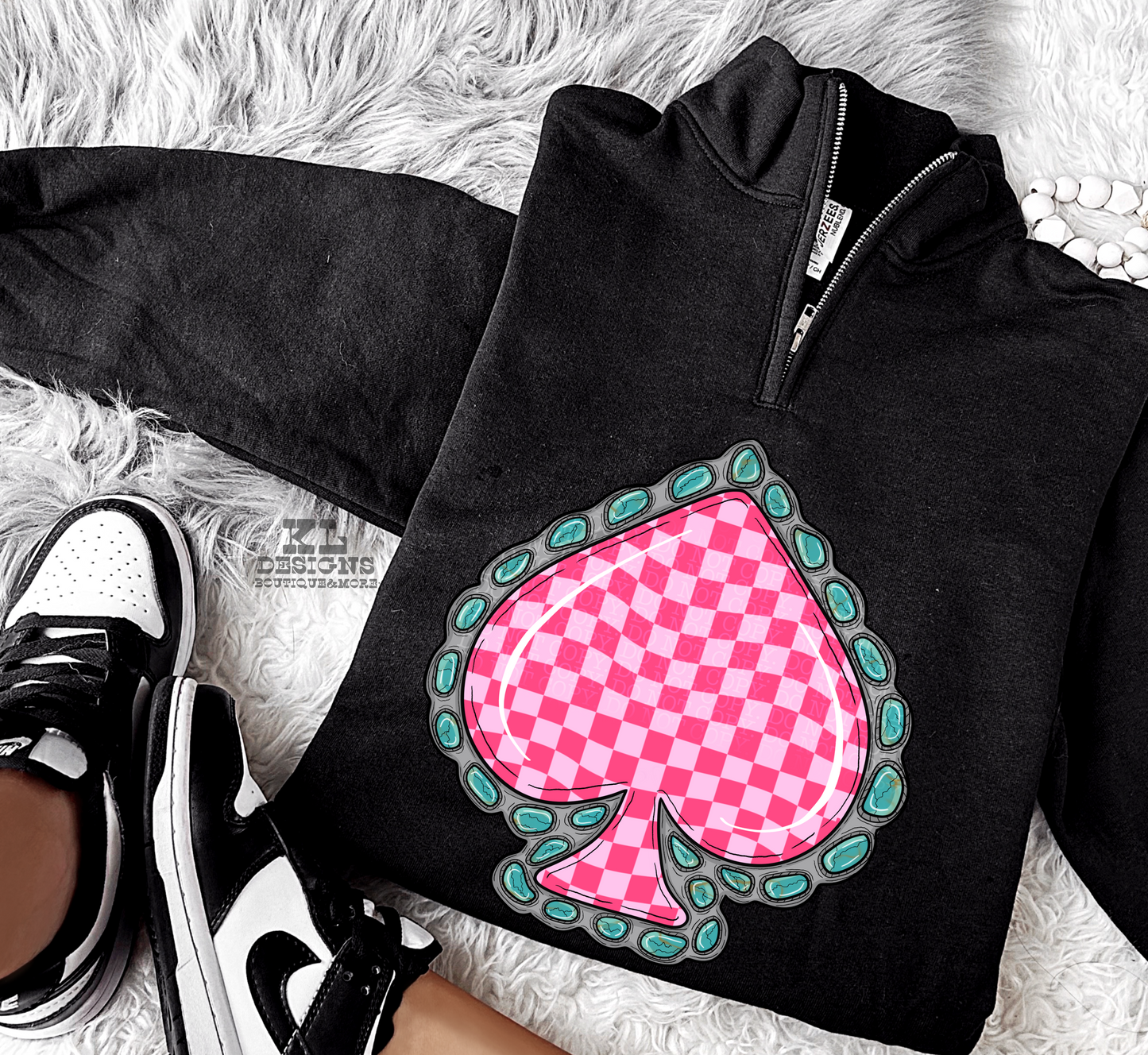 Pink Checkered Spade (Quarter Zip)