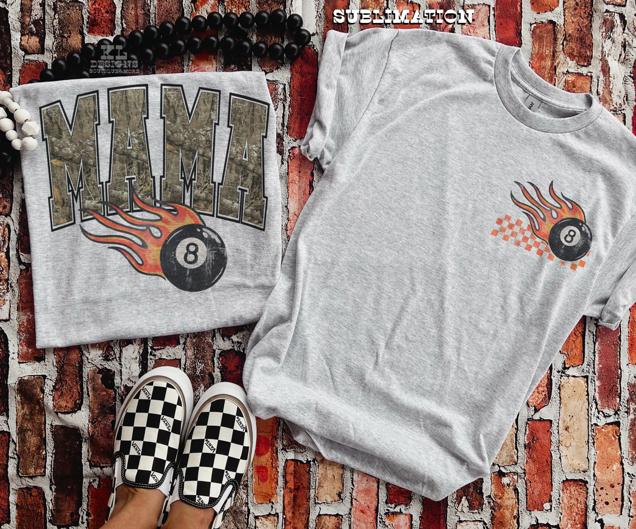 Camo Mama Flamin’ 8 Ball (front&back)