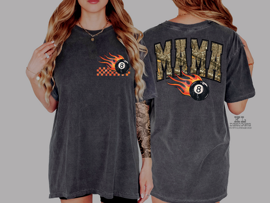 Camo Mama Flamin’ 8 Ball (front&back)