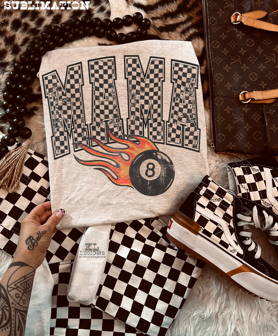 Checkered Mama Flamin’ 8 Ball
