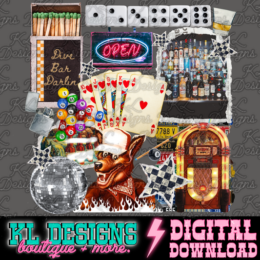 Dive Bar Darlin Vintage Collage | Digital Download