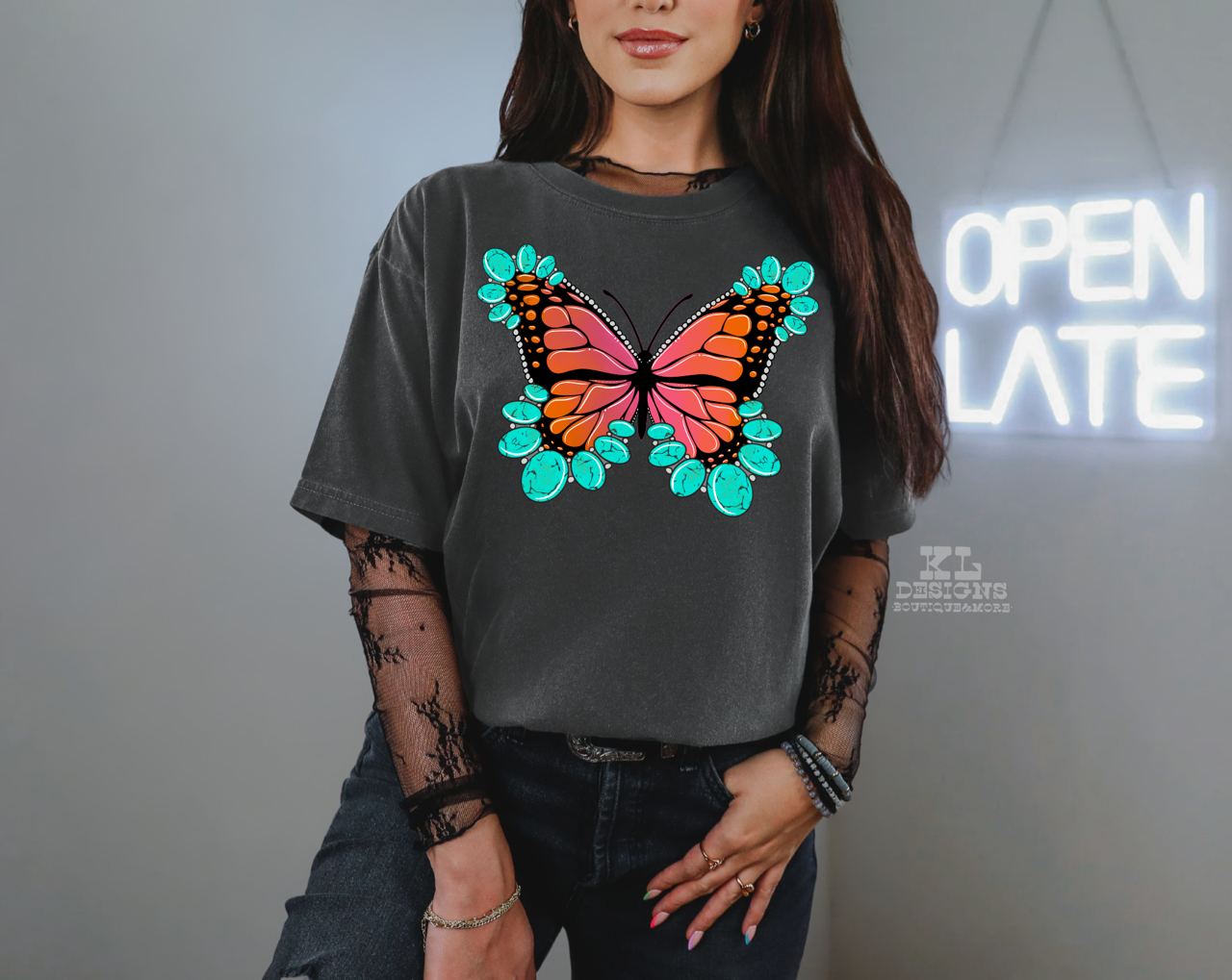 Orange Turquoise Butterfly