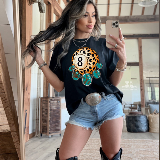 Vintage Turquoise Leopard 8 Ball