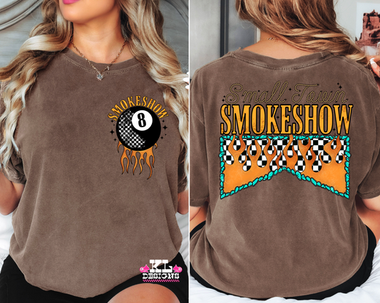 Small Town Smoke Show 8 Ball Flames - front & back (wholesale)